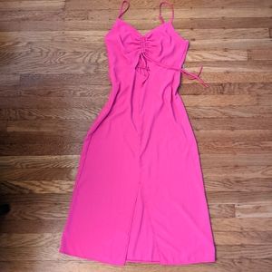 Top shop hot pink cut out midi dresss